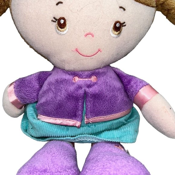 Kids Preferred Purple & Green Courdey Skirt Brown Hair Girl Stuffed Plush Doll - Picture 4 of 9